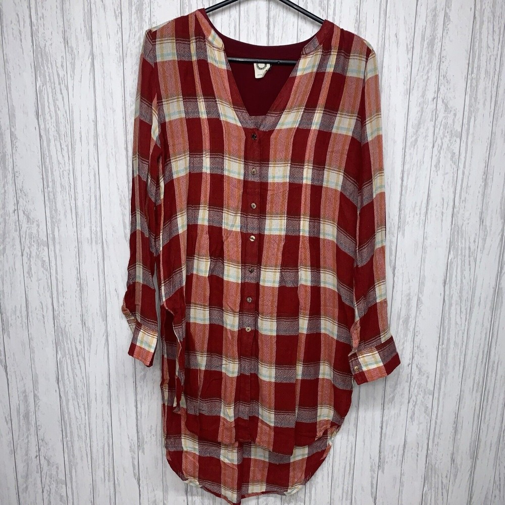 Womens Size XS Akem + Kin Anthropologie Plaid Tunic EUC